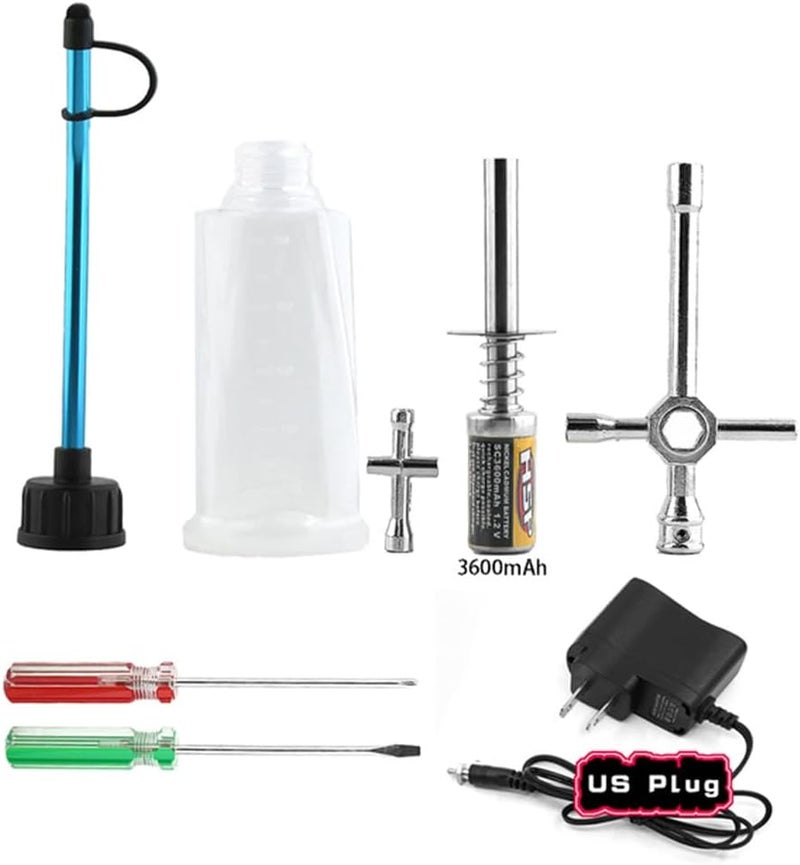 Chanmoo Nitro Starter Glow Plug Igniter 3600mAh with Charger Tools Fuel Bottle Combo for 1/8 1/10 RC Crawler Truck Car Nitro Engine Power Redcat HSP Traxxas T-maxx 3.3 80142A Axial Kyosho - Image 1